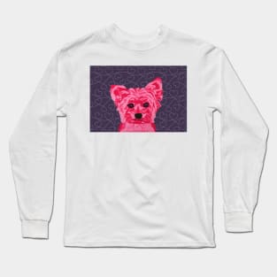 Kate Yorkie by Pink Heart on Dark Grey Wallpaper Long Sleeve T-Shirt